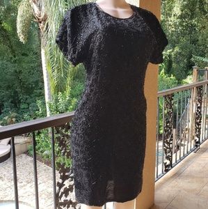 Gorg Vintage Stenay Little Black Beaded Dress! Med